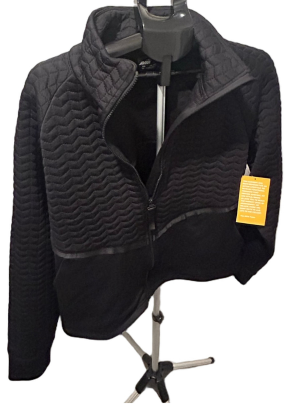 Women's AVIA Black Full Zip Mixed Media Jacket XXL